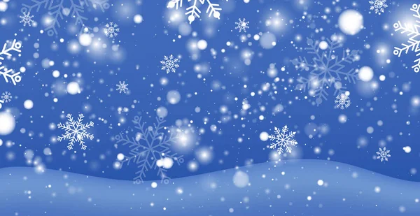 Bílý Padající Sníh Velké Závěje Různé Sněhové Vločky Slavnostní Vánoční — Stock fotografie