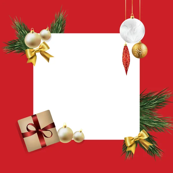 Fundo Natal Vermelho Árvore Natal Com Decorações Presentes Fundo Branco — Fotografia de Stock