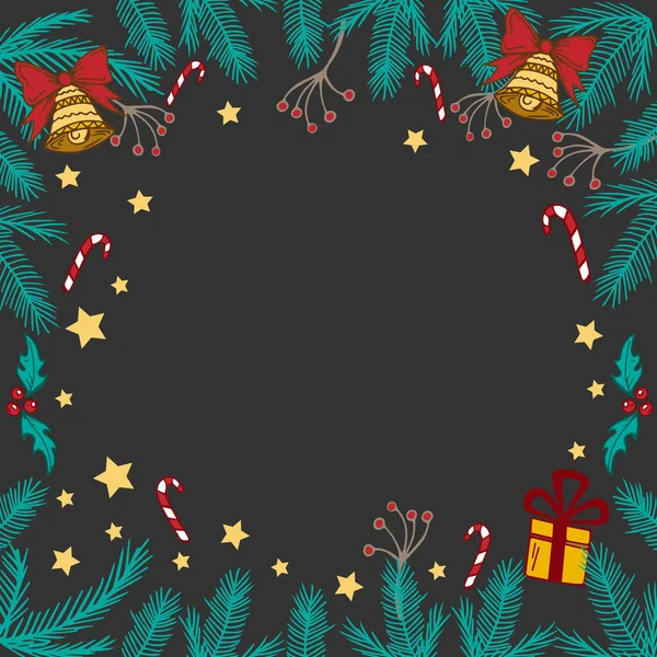 Fondo Oscuro Navidad Árbol Navidad Con Decoraciones Juguetes Regalos Fondo — Archivo Imágenes Vectoriales