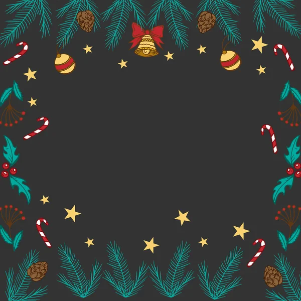 Fondo Oscuro Navidad Árbol Navidad Con Decoraciones Juguetes Regalos Fondo — Archivo Imágenes Vectoriales