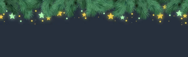 暗い背景のクリスマスツリー 休日のプロモーションアイテムのためのWebテンプレート ベクトルイラスト — ストックベクタ