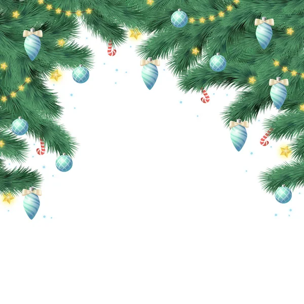 Χριστουγεννιάτικο Δέντρο Λευκό Φόντο Πρότυπο Ιστού Για Εορταστικά Διαφημιστικά Αντικείμενα — Διανυσματικό Αρχείο