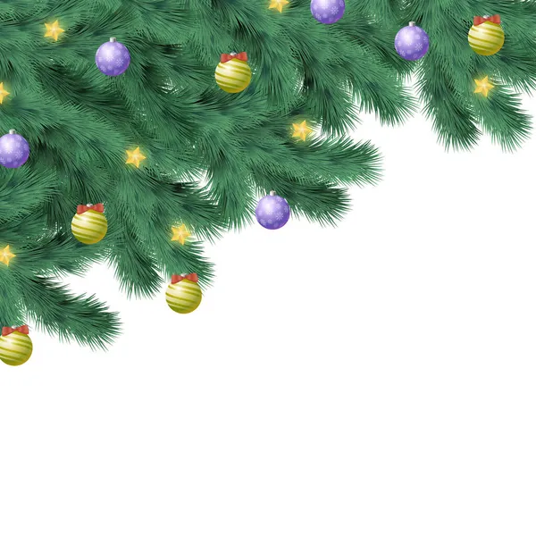 Albero Natale Sfondo Bianco Modello Web Oggetti Promozionali Festivi Illustrazione — Vettoriale Stock