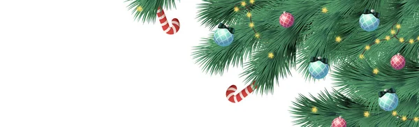 白い背景のクリスマスツリー お祝いのプロモーションアイテムのためのWebテンプレート ベクトルイラスト — ストックベクタ
