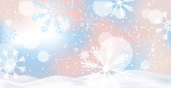 Белый Падающий Снег Большие Сугробы Различные Снежинки Праздничный Рождественский Фон — стоковый вектор