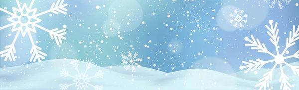 Biały Padający Śnieg Duże Zaspy Śnieżne Różne Płatki Śniegu Świąteczne — Wektor stockowy