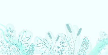 Çiçek ve geometrik elementlerle donatılmış soyut panoramik sanat ağı şablonu. Reklam için uygun, sosyal medya yayınları, İnternet afiş tasarımı - Vektör illüstrasyonu