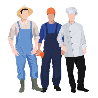 Beyaz bir arka plan üzerinde çalışan bir grup insan - Vektör illüstrasyonu