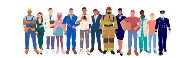 Seth 13 pc farklı mesleklerden insanlar beyaz arka planda - Vektör illüstrasyonu