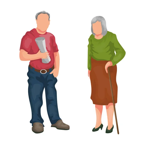Großvater Und Großmutter Alter Weißen Alter Vektorillustration — Stockvektor