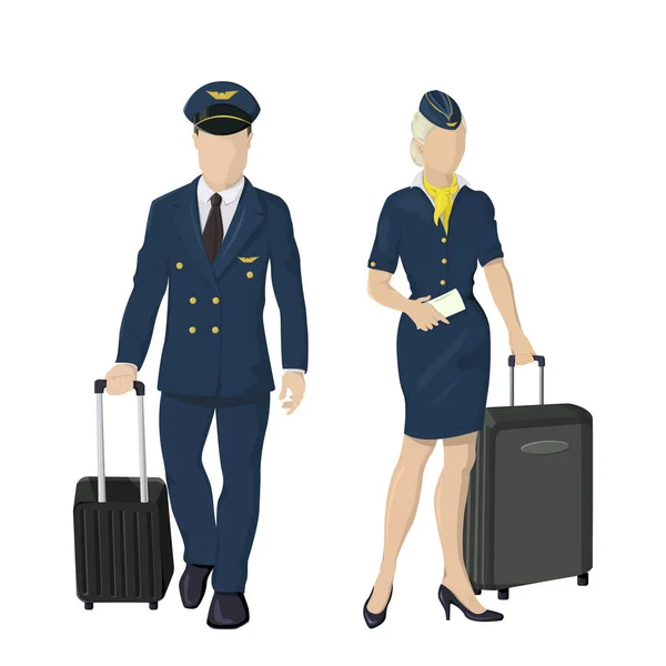 Pilot Und Stewardess Uniform Auf Weißem Hintergrund Vector Illustration — Stockvektor