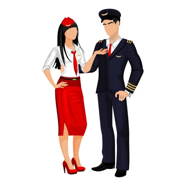 Piloot Stewardess Uniform Een Witte Achtergrond Vector Illustratie — Stockvector