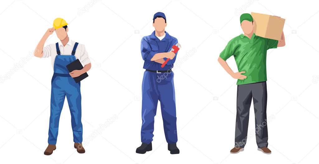 Group of people working professions on a white background - Vector illustration