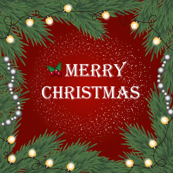 クリスマスツリーの枝 クリスマスの装飾やガーランドとお祭りのクリスマスの背景 イラスト — ストック写真