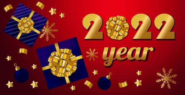 Los Saludos Año Nuevo Con Fiesta Feliz Navidad Fondo Rojo — Vector de stock