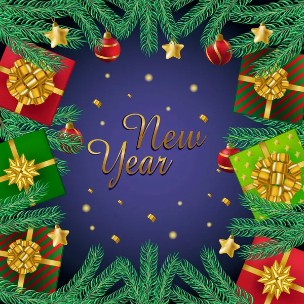 Voeux Noël Bonne Année Décoration Festive Ensemble Éléments Vacances Modèle — Image vectorielle