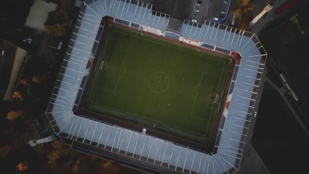 Gran estadio de fútbol moderno con césped verde natural — Vídeo de stock