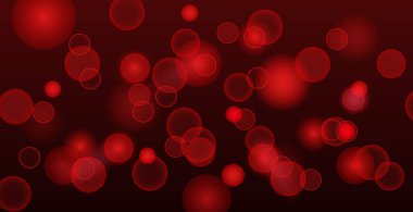 Kırmızı arkaplan üzerindeki çok renkli bulanık bokeh - Vektör illüstrasyonu