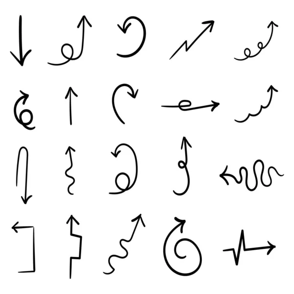 Große Anordnung Verschiedener Pfeile Viele Symbolgrößen Abbildung — Stockvektor