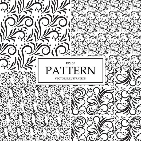 4個のパターン黒と白のパターン ベクトルイラスト — ストックベクタ