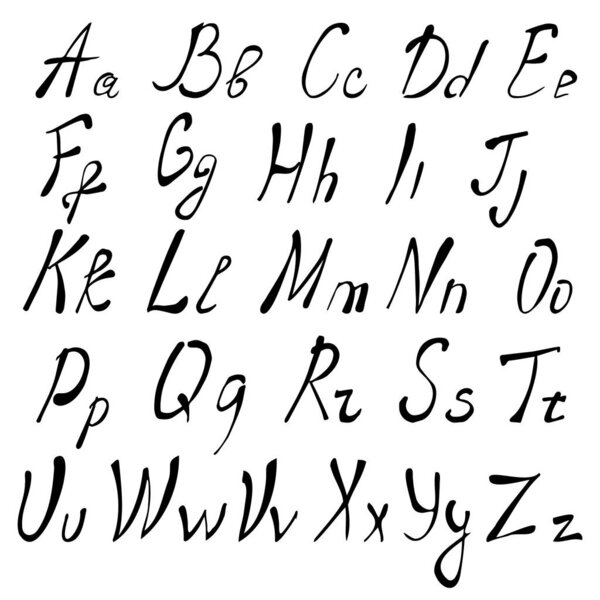 Английский алфавит Каллиграфический шрифт ручной работы - Вектор