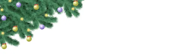 Реалистичные Еловые Ветви Белом Фоне Праздничный Новогодний Веб Шаблон Векторная — стоковый вектор