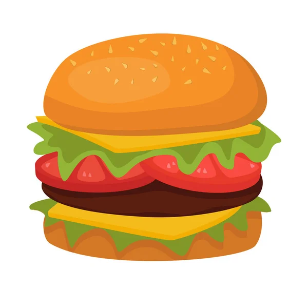 Realista Nagy Hamburger Fehér Háttér Vektor Illusztráció — Stock Vector