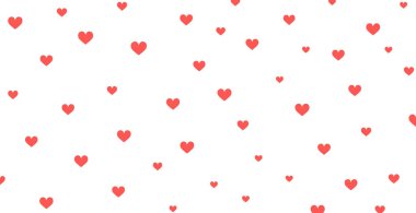 Panoramik desenli kırmızı kalpli beyaz arkaplan - Vektör illüstrasyonu