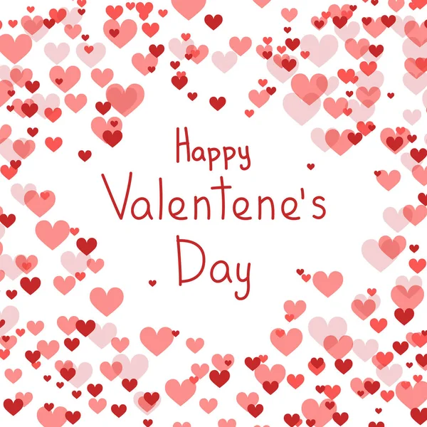 Happy Valentines Day Achtergrond Rood Roze Hart Confetti Vector Illustratie — Stockvector