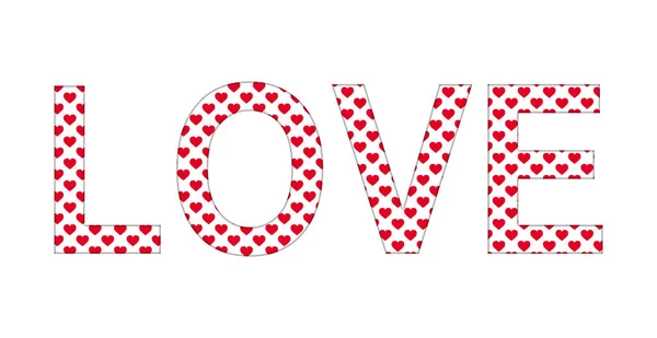 Word Love Written Many Small Hearts Vector Illustration — ストックベクタ