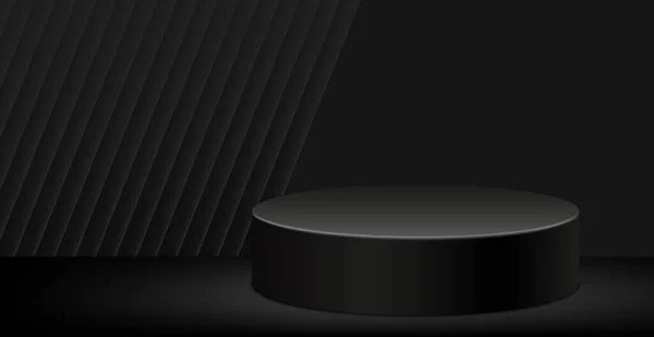 Dark Black Panoramic Abstract Pedestal Background Vector Illustration — Stockvektor