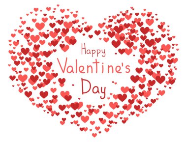 Sevgililer günün kutlu olsun, kırmızı kalp şeklinde konfeti - vektör illüstrasyonu