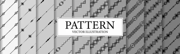 Set Different Abstract Black White Backgrounds Vector Illustration — Vetor de Stock