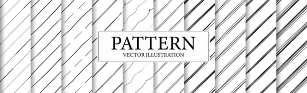 Set Different Abstract Black White Backgrounds Vector Illustration — Vetor de Stock