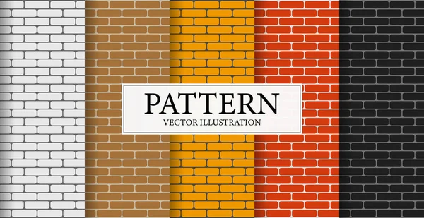 Set Patterns Different Textures Brick Walls Different Colors Vector Illustration — Stockvector
