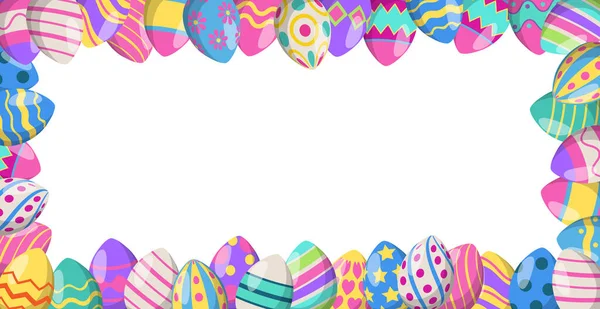 Panoramic Easter Background Many Colorful Eggs Vector Illustration — Vetor de Stock