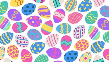 Colorful festive panoramic pattern Easter eggs - Vector illustration