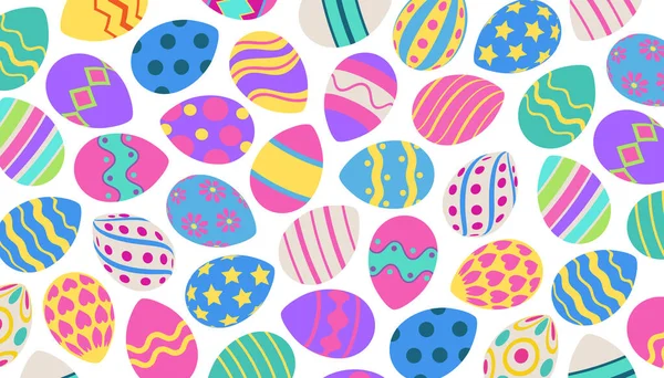 Colorful Festive Panoramic Pattern Easter Eggs Vector Illustration — Vetor de Stock