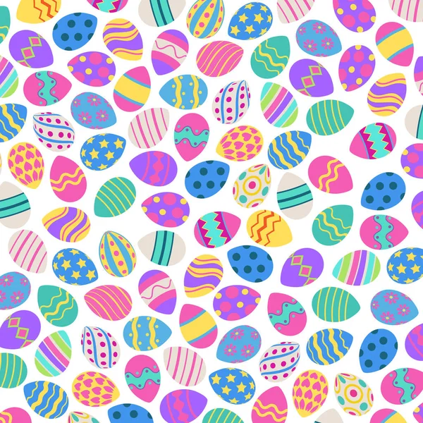 Colorful Festive Pattern Different Easter Eggs Vector Illustration — Image vectorielle