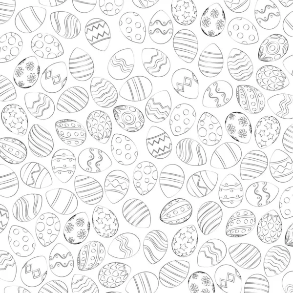 Square White Easter Eggs Pattern Thin Lines Vector Illustration — стоковый вектор