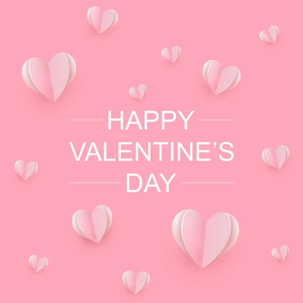 Feestelijke Groeten Gelukkige Valentijnsdag Roze Achtergrond Vector Illustratie — Stockvector