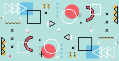 Farklı geometrik şekillerden gelen renkli panoramik soyut arkaplan - Vektör illüstrasyonu