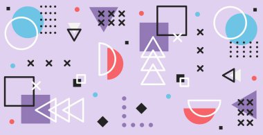 Farklı geometrik şekillerden gelen renkli panoramik soyut arkaplan - Vektör illüstrasyonu