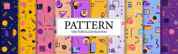 Set Van Abstracte Geometrische Kleurrijke Achtergronden Vector Illustratie — Stockvector