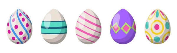 Conjunto Ovos Páscoa Coloridos Diferentes Ilustração Vetorial — Vetor de Stock