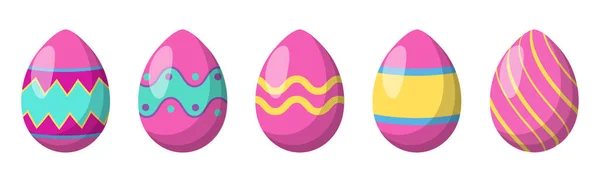 Set Different Colorful Easter Eggs Vector Illustration — Stock Vector