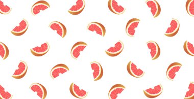 Greyfurt dilimlerine panoramik desen beyaz arkaplan - Vektör illüstrasyonu