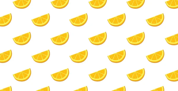 Patrón Panorámico Fondo Blanco Rodajas Naranja Ilustración Vectorial — Vector de stock