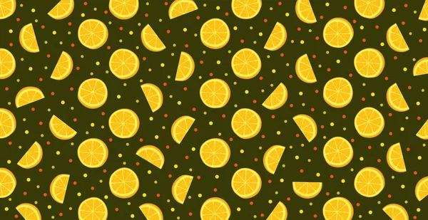 Панорамний Візерунок Веб Фону Кілець Апельсинових Скибочок Векторні Ілюстрації — стоковий вектор