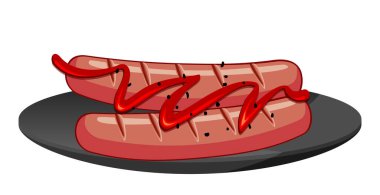 Gerçekçi kızarmış sosisler beyaz arkaplan - Vektör illüstrasyonu